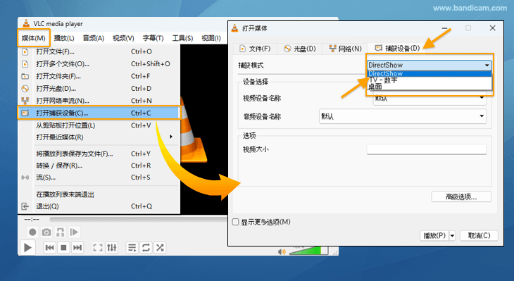 vlc 选择录制对象